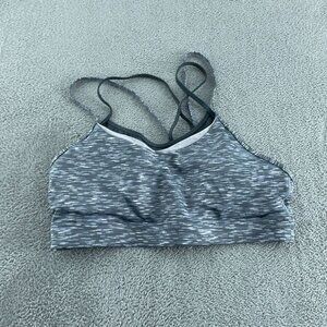 Zyia Gray & White Patterned Strappy Sports Bra no size tag 3422
